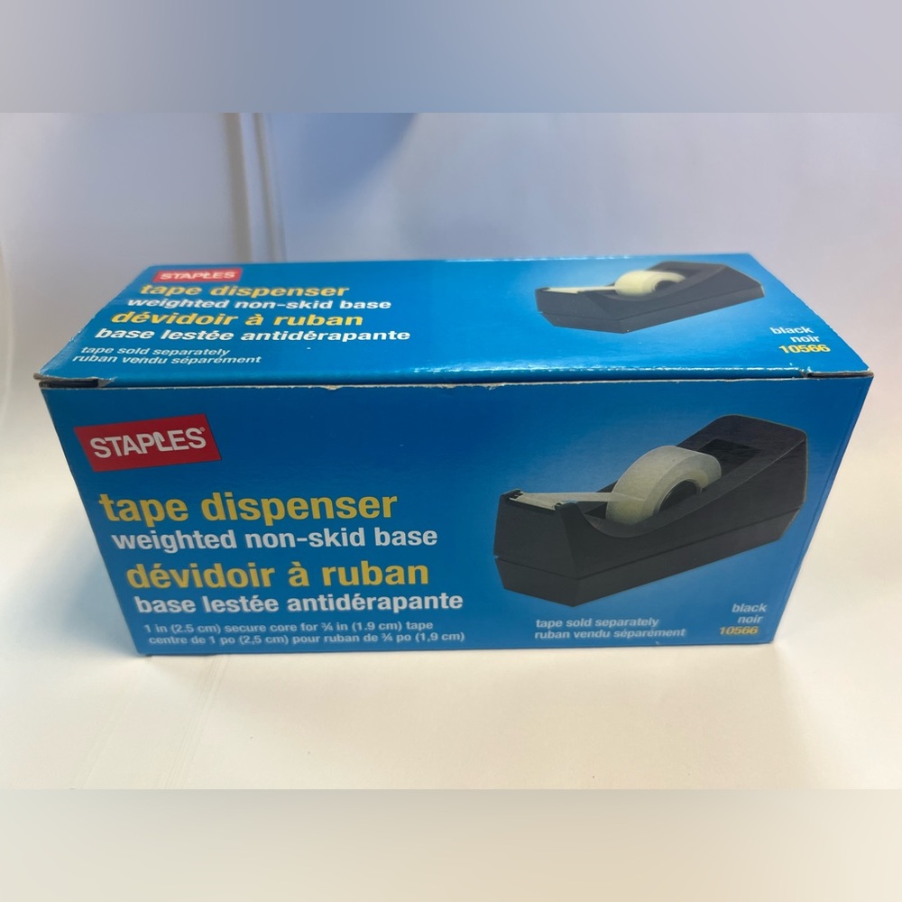 STAPLES 1" TAPE DISPENSER WEIGHTED NON-SKID BASE BLACK 10566 - NEW
